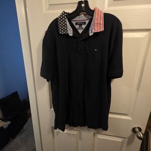 Tommy Hilfiger Men's Navy Polo with Flag Collar